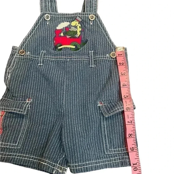 Vintage Baby Stripped Denim Shortall Dinosaur Train Shorts size 12 months - Picture 8 of 11